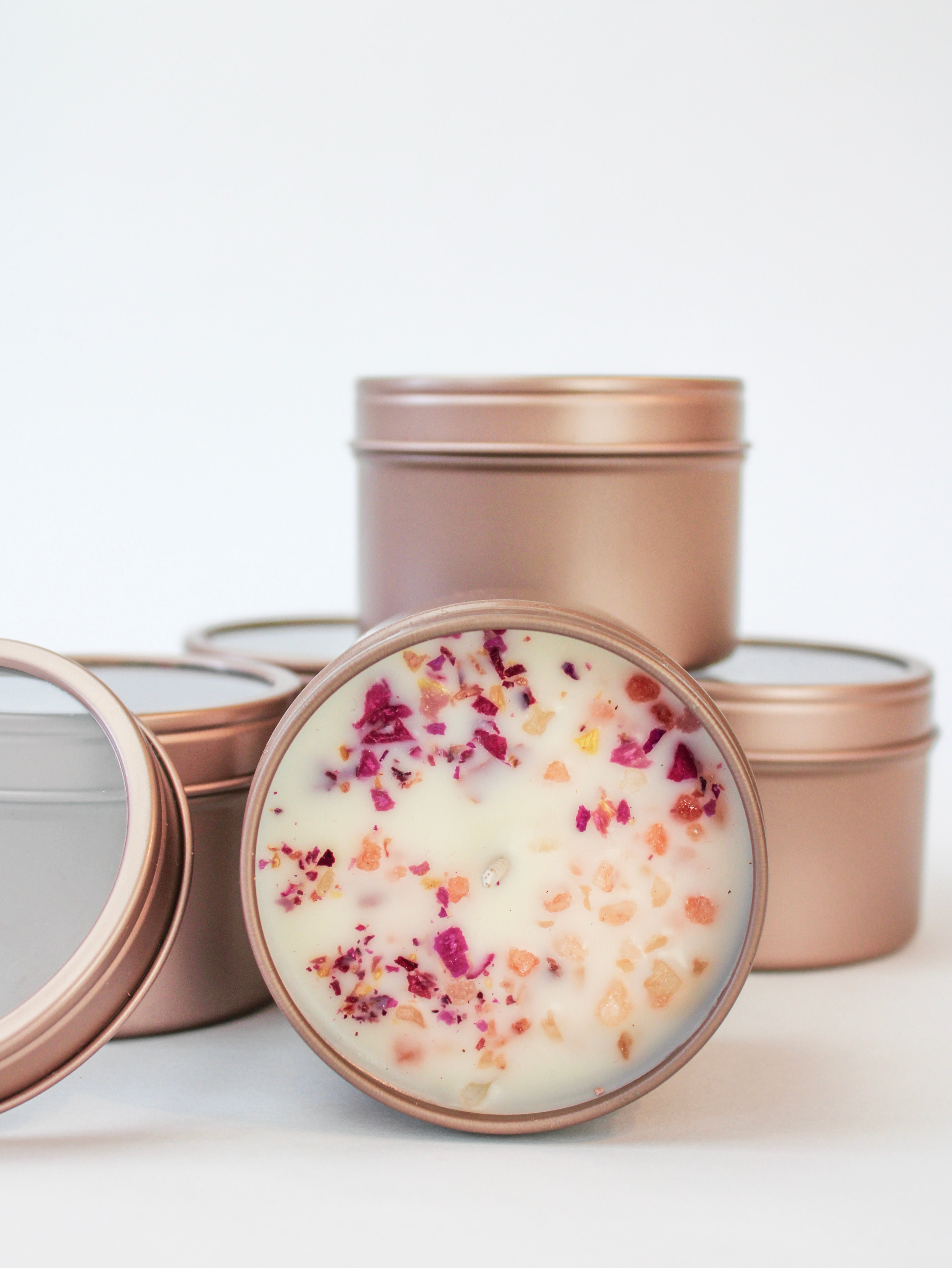 Unlabeled 4 oz Botanical Soy Wax Candles – Party Favors