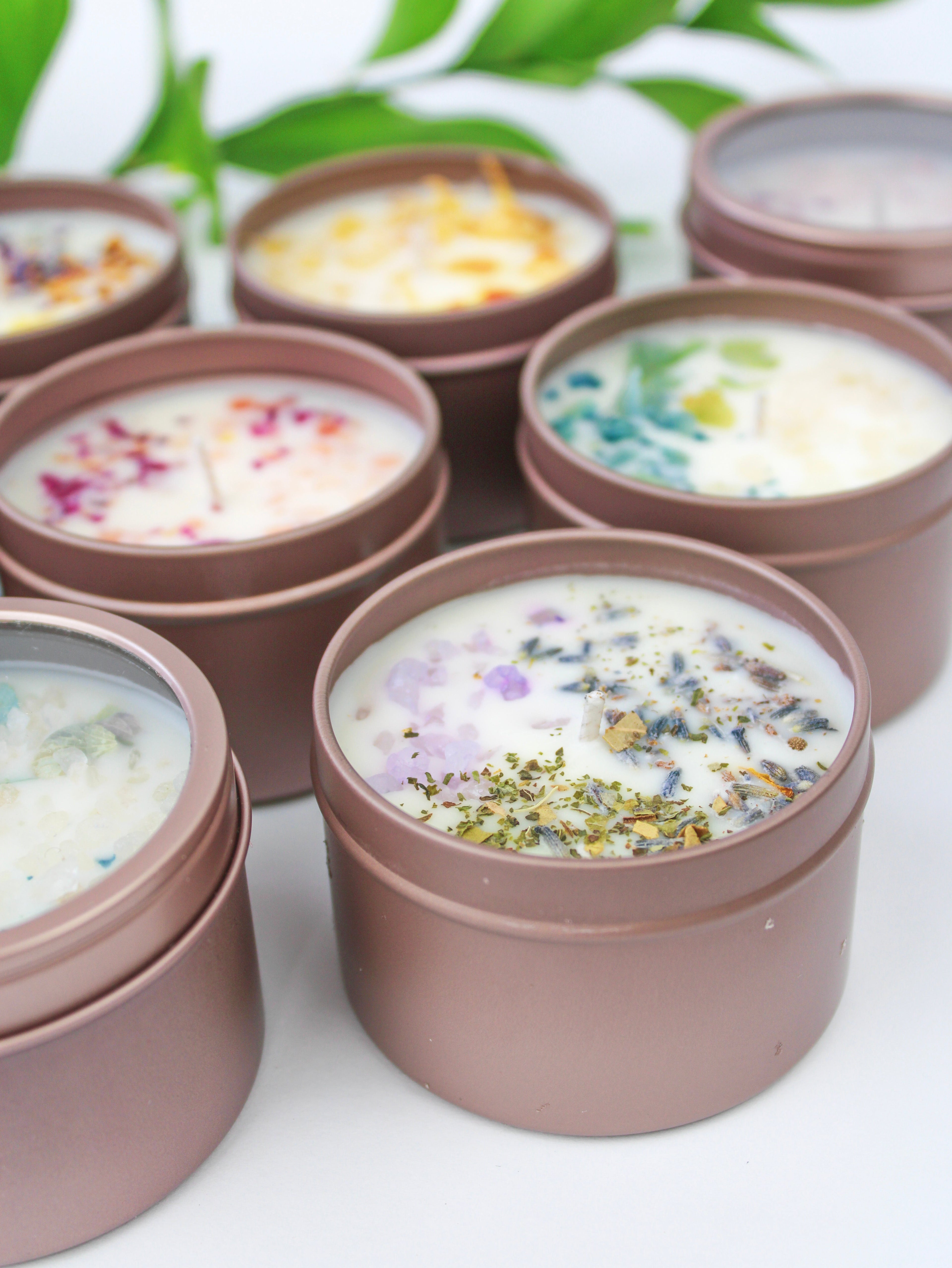 Unlabeled 4 oz Botanical Soy Wax Candles – Party Favors