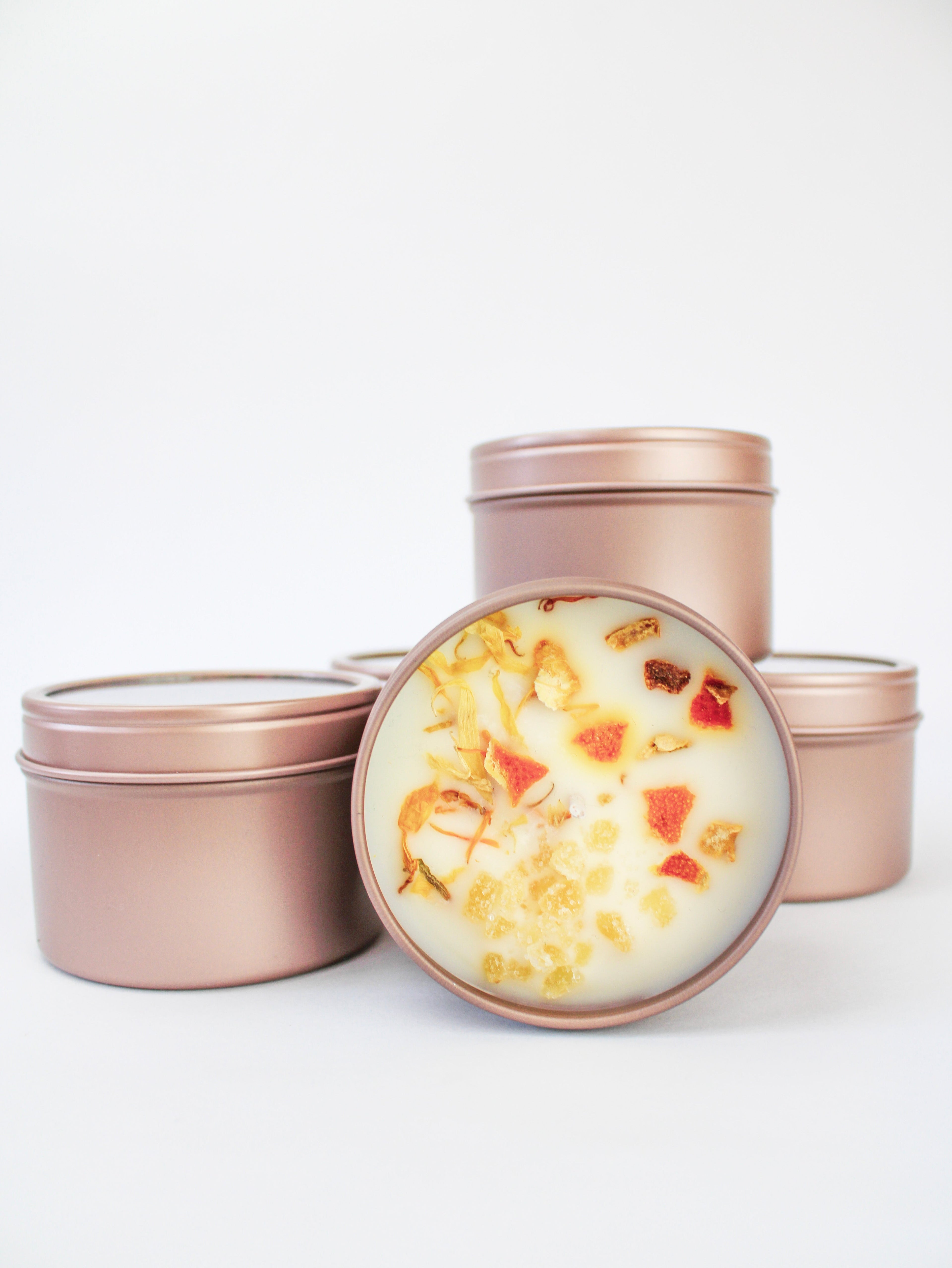 Unlabeled 4 oz Botanical Soy Wax Candles – Party Favors