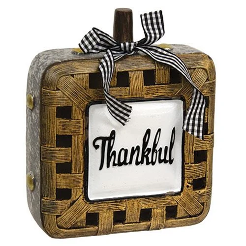 Resin Woven Basket Look Square Pumpkin