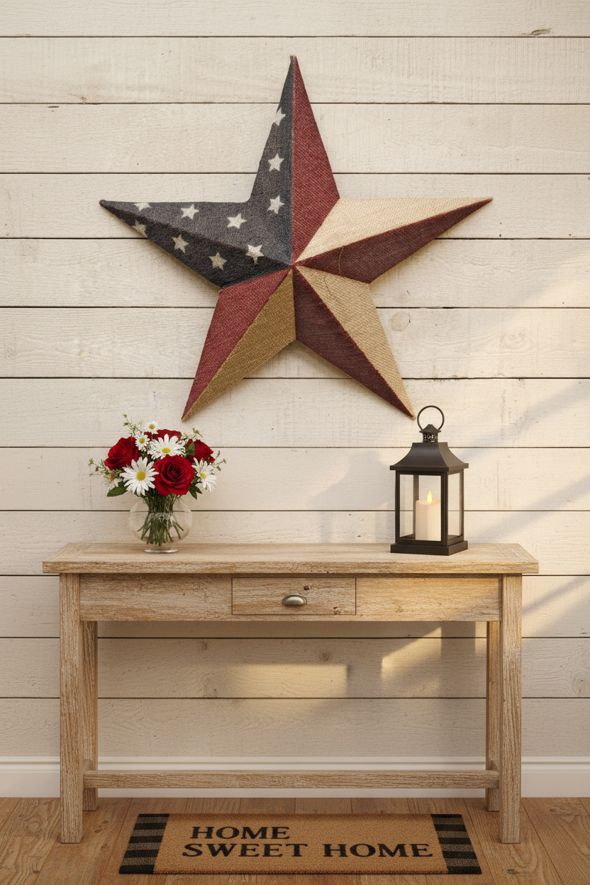 Americana Burlap Star Entryway Lifestyle