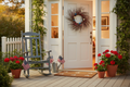 Americana Wreath Front Porch Scene