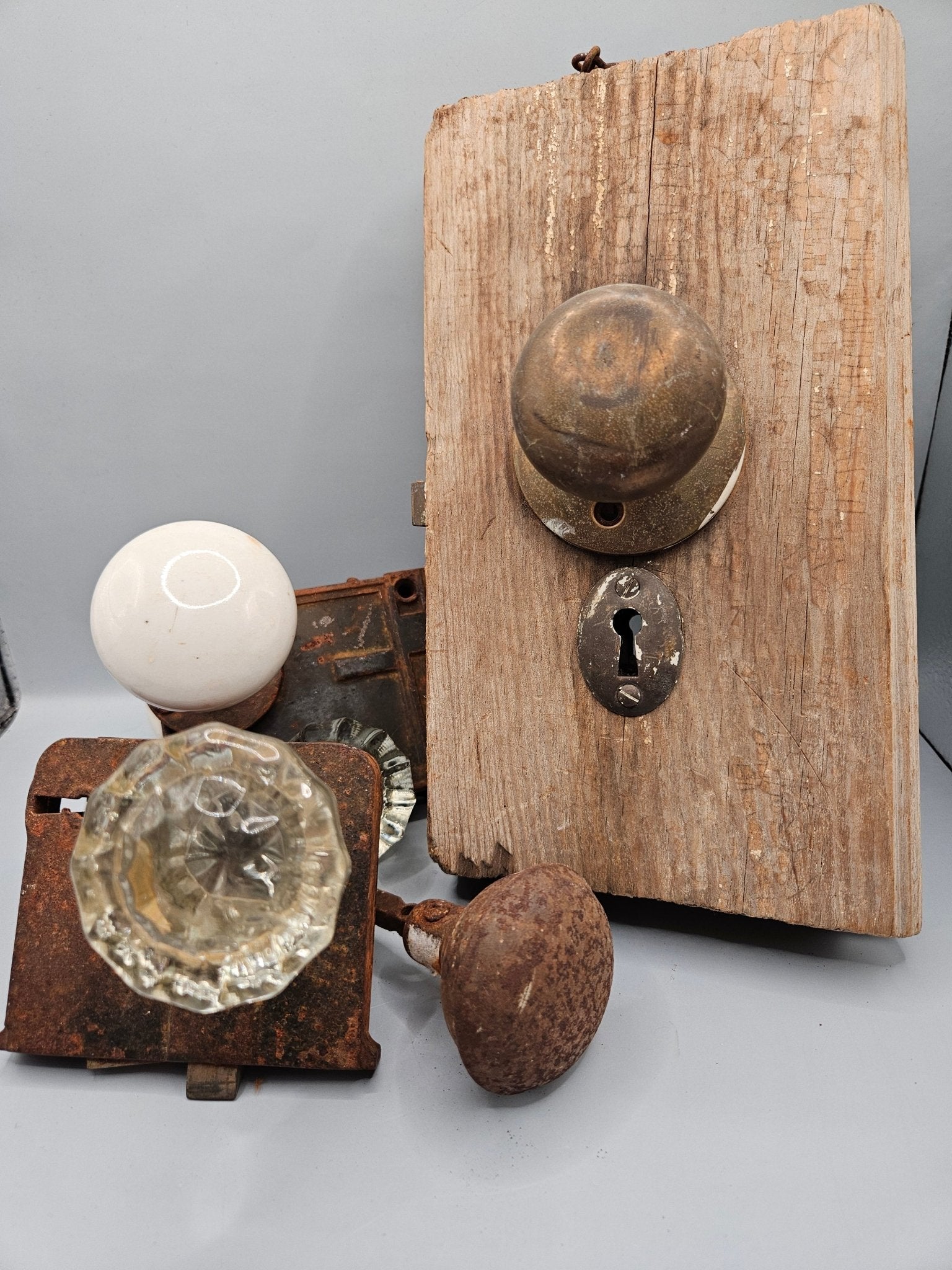 Antique Brass & Glass Door Knobs