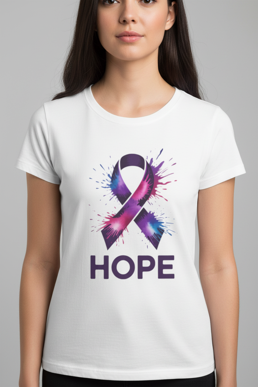 Awareness Ribbon Hope Tee — On Model