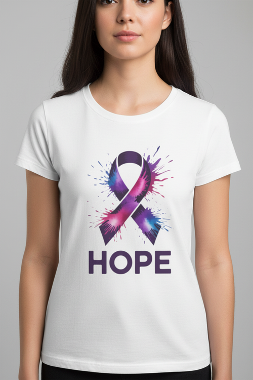 Awareness Ribbon Hope Tee — On Model
