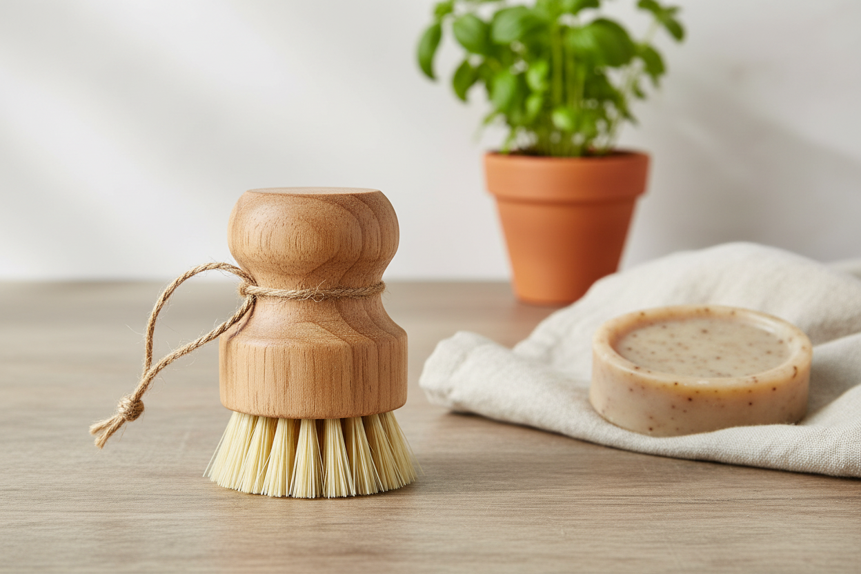 Bamboo Handle Mini Scrub Sisal Brush Lifestyle