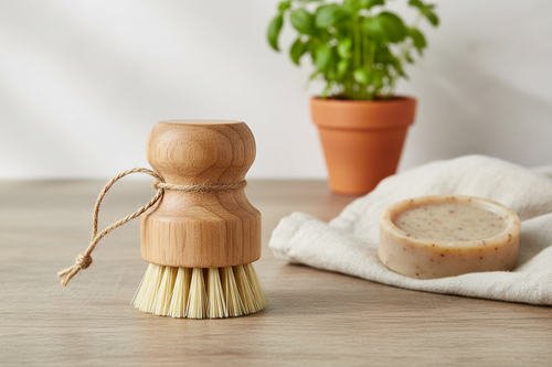 Bamboo Handle Mini Scrub Sisal Brush Lifestyle
