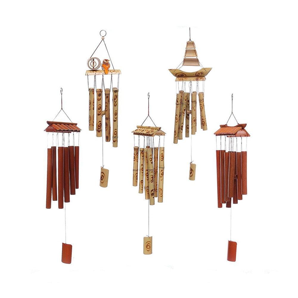 Handmade Bamboo Wind Chimes with Rotating Hook