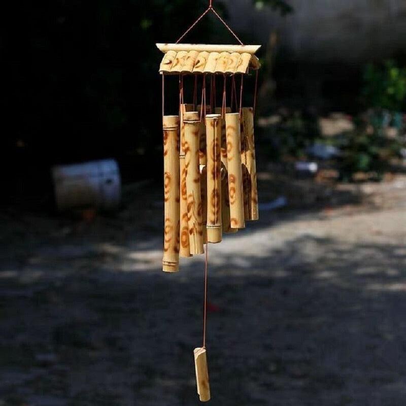 Handmade Bamboo Wind Chimes with Rotating Hook