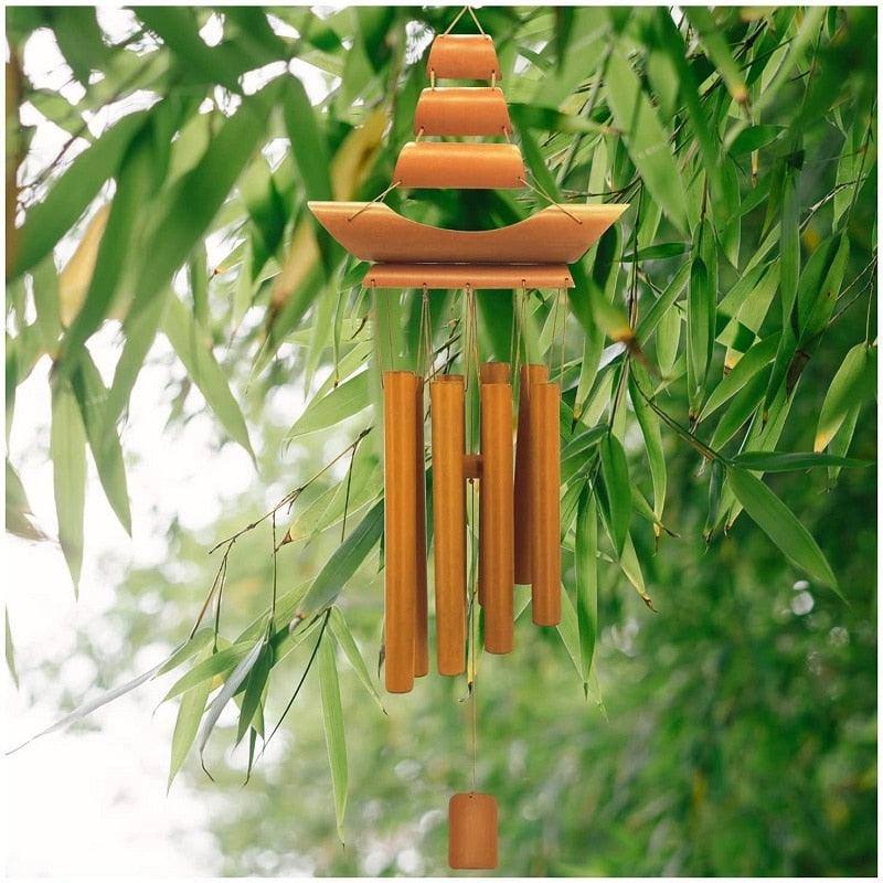 Handmade Bamboo Wind Chimes with Rotating Hook