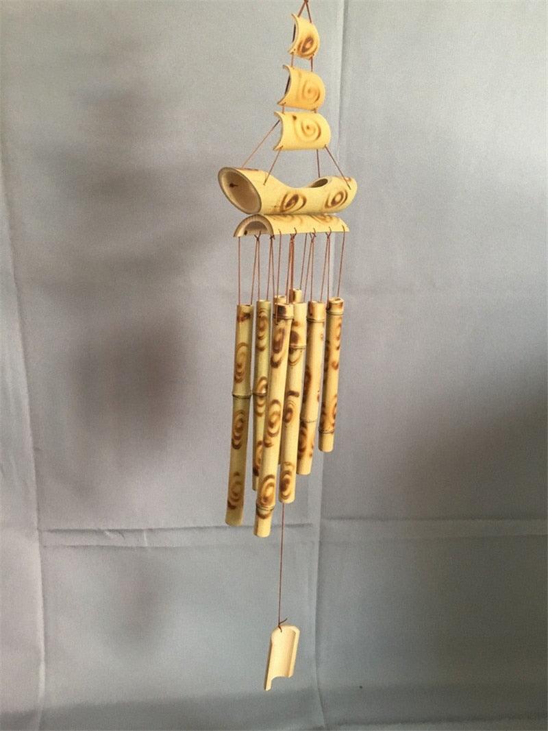 Handmade Bamboo Wind Chimes with Rotating Hook