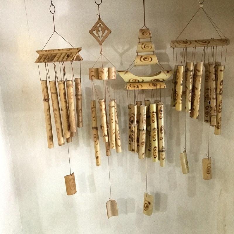 Handmade Bamboo Wind Chimes with Rotating Hook
