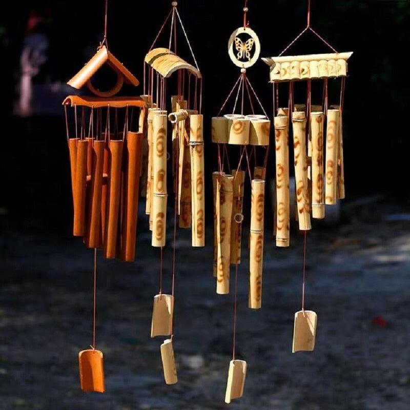 Handmade Bamboo Wind Chimes with Rotating Hook