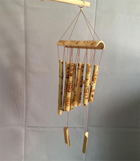 Handmade Bamboo Wind Chimes with Rotating Hook
