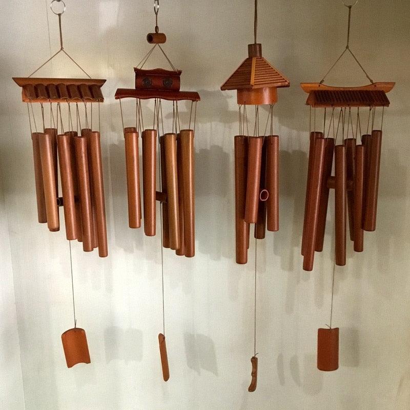 Handmade Bamboo Wind Chimes with Rotating Hook