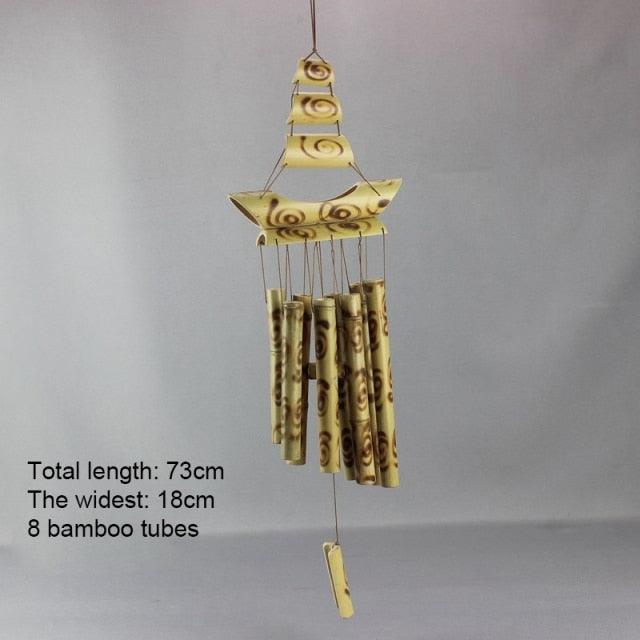 Handmade Bamboo Wind Chimes with Rotating Hook