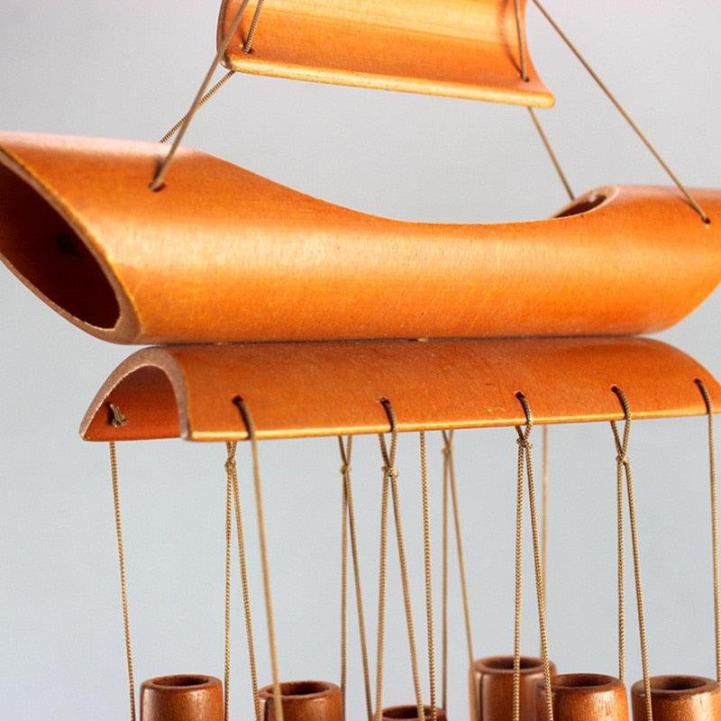 Handmade Bamboo Wind Chimes with Rotating Hook