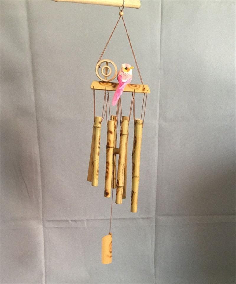 Handmade Bamboo Wind Chimes with Rotating Hook