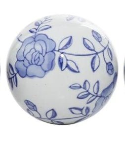 Blue Ceramic Floral Handmade Glossy Decorative Orbs & Vase Filler