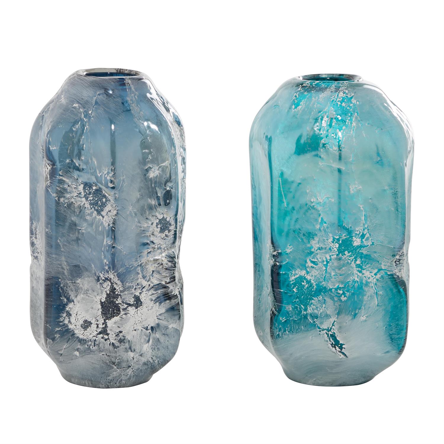 Blue Glass Handmade Blown Decorative Vase