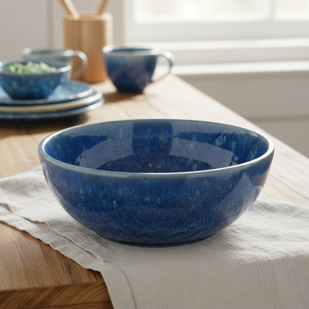 Blue Reactive Glaze Ceramic Dish Lifestyle