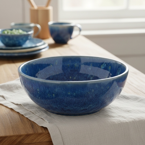 Blue Reactive Glaze Ceramic Dish Lifestyle