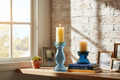 Blue Recycled Glass Candle Holders