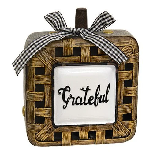 Resin Woven Basket Look Square Pumpkin