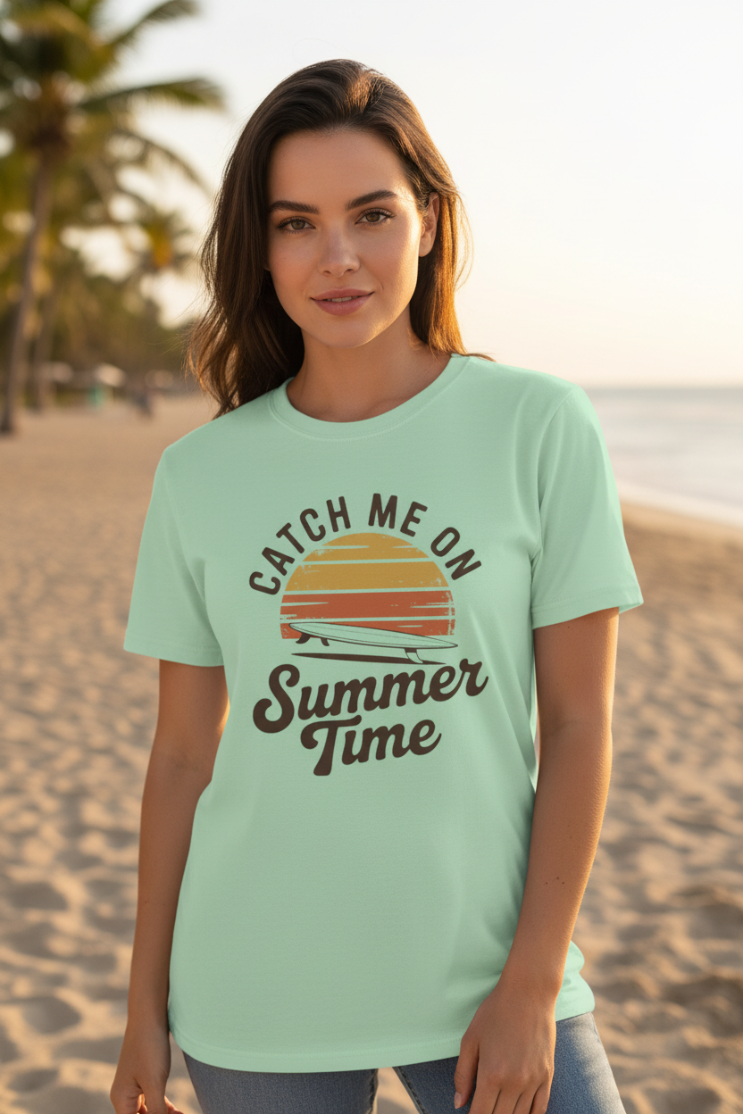 Catch Me On Summer Time Tee Mockup