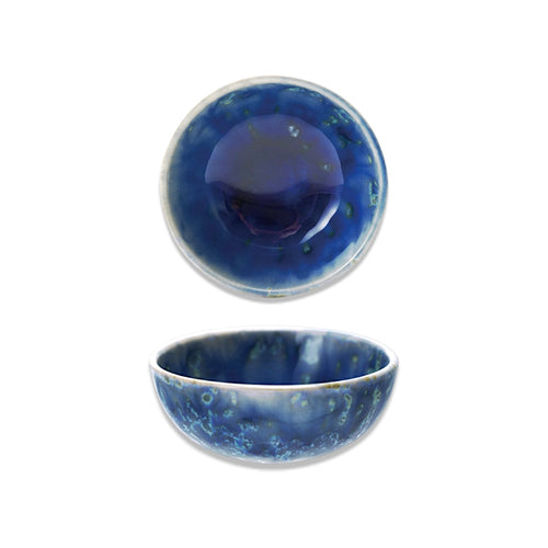 Blue Reactive Glaze Ceramic Dish – Artisan Stoneware Pinch Bowl