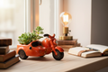 Ceramic Motorcycle with Sidecar Planter Lifestyle