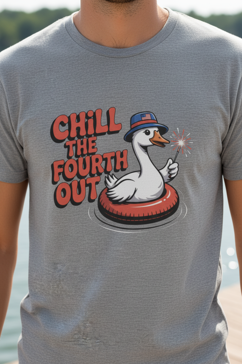 Chill the Fourth Out Duck Tee - Chest Graphic Close-Up