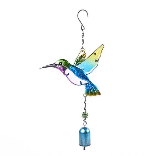 Stained Glass Hummingbird Wind Chimes | Memorial Garden Decor