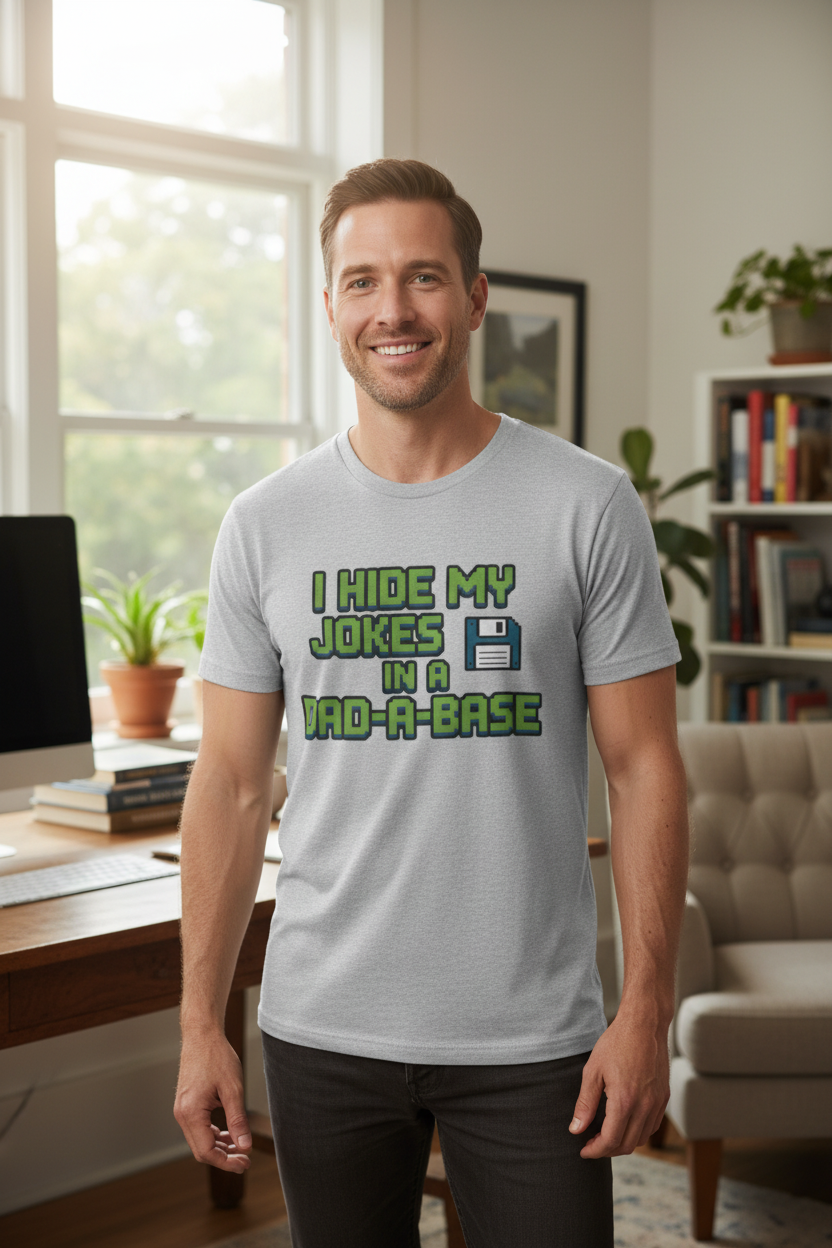 Dad-a-Base Tee – Ash Gray with Product Images