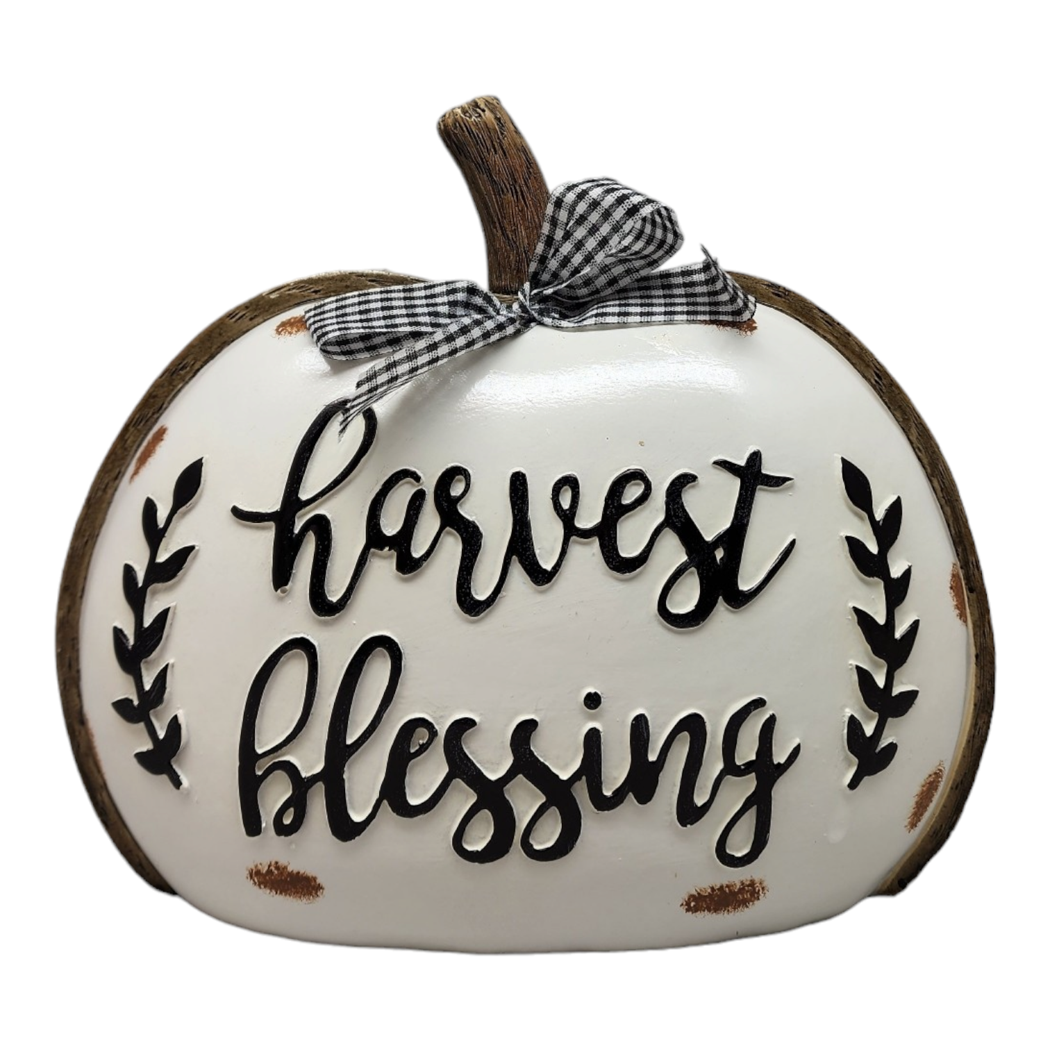 Harvest Sign Pumpkin with Bow