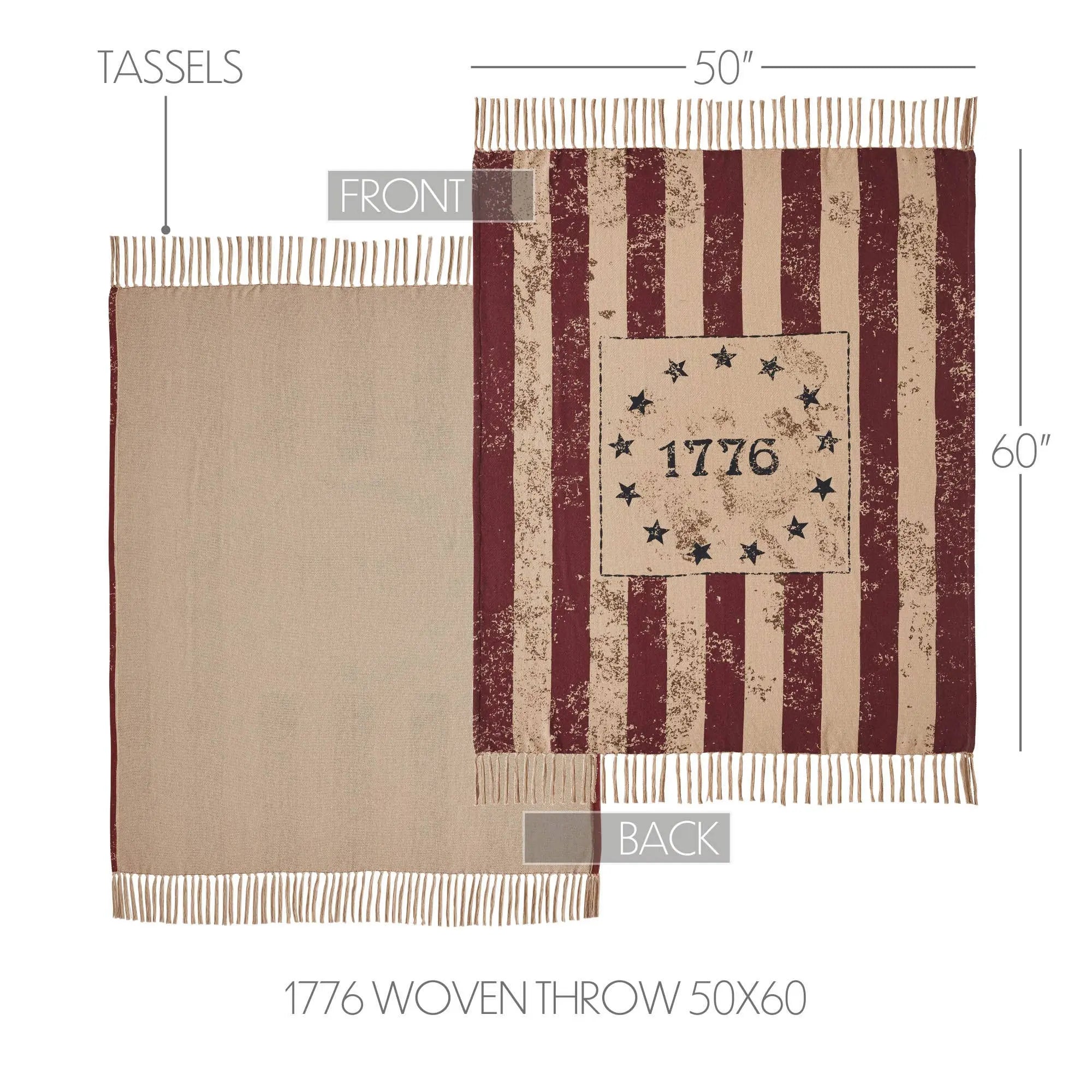 1776 Patriotic Woven Throw Blanket 50x60"