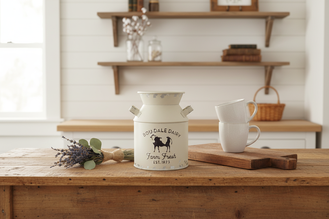 Decorative Milk Can Cream Lifestyle
