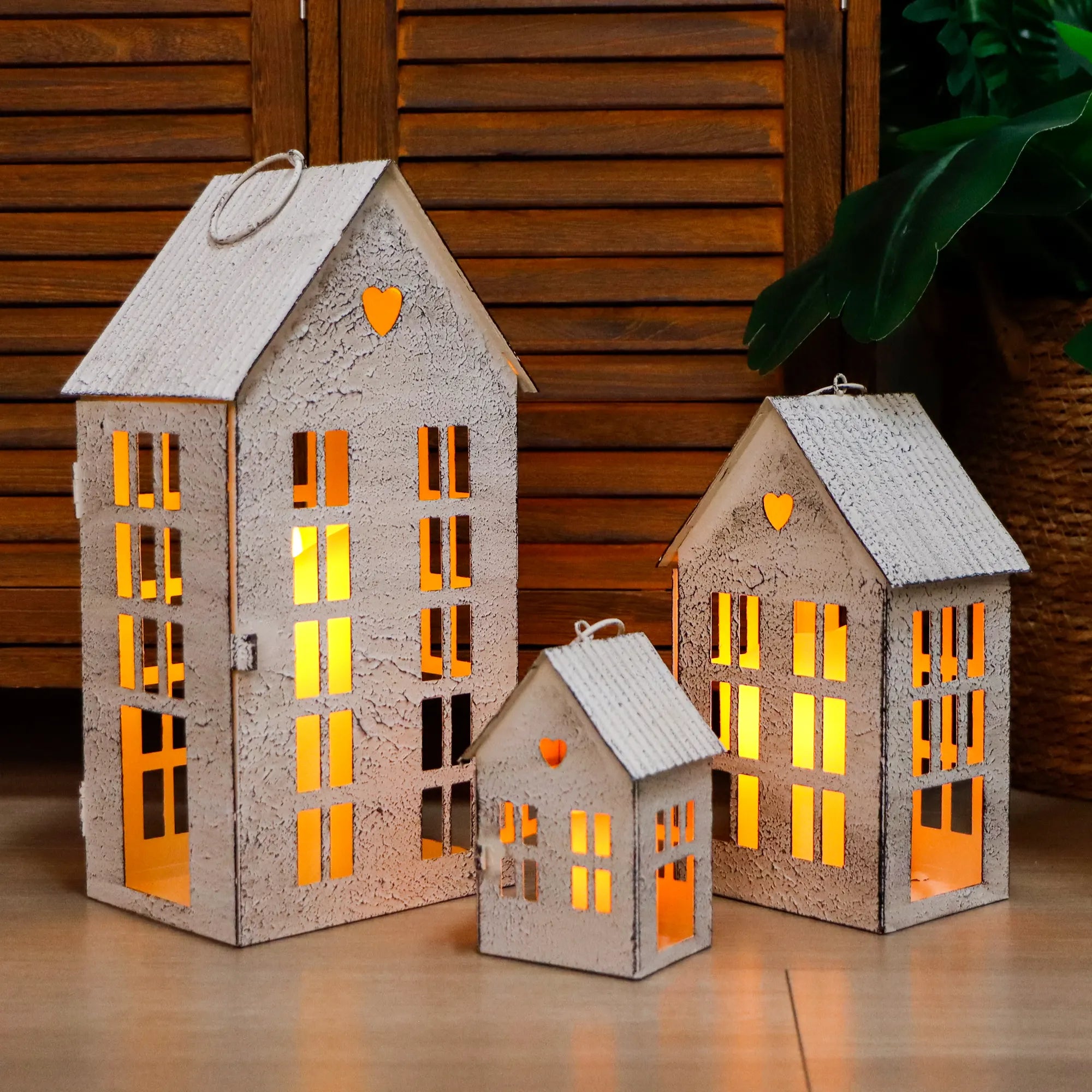 Village Farmhouse Candle Holders – Set of 3