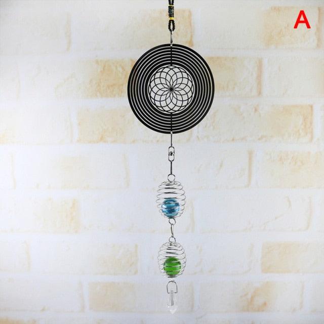 3D Metal Spiral Wind Spinner with Gazing Ball