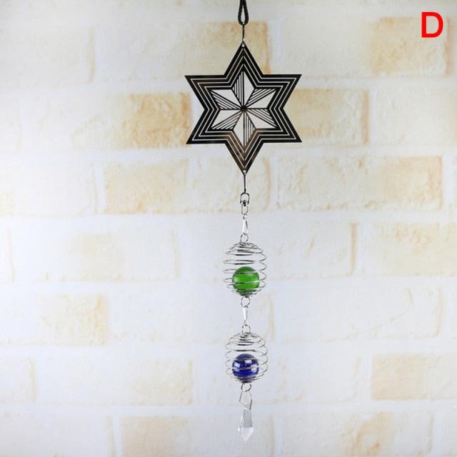 3D Metal Spiral Wind Spinner with Gazing Ball