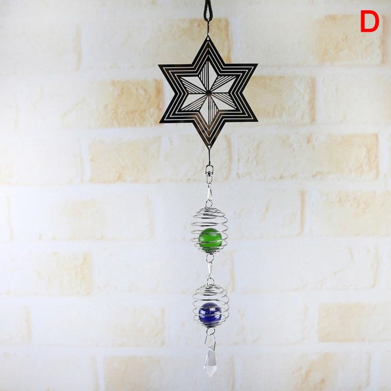 3D Metal Spiral Wind Spinner with Gazing Ball