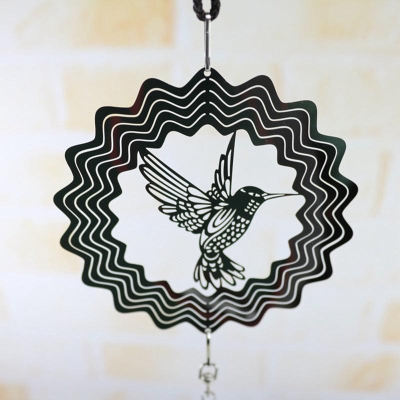 3D Metal Spiral Wind Spinner with Gazing Ball