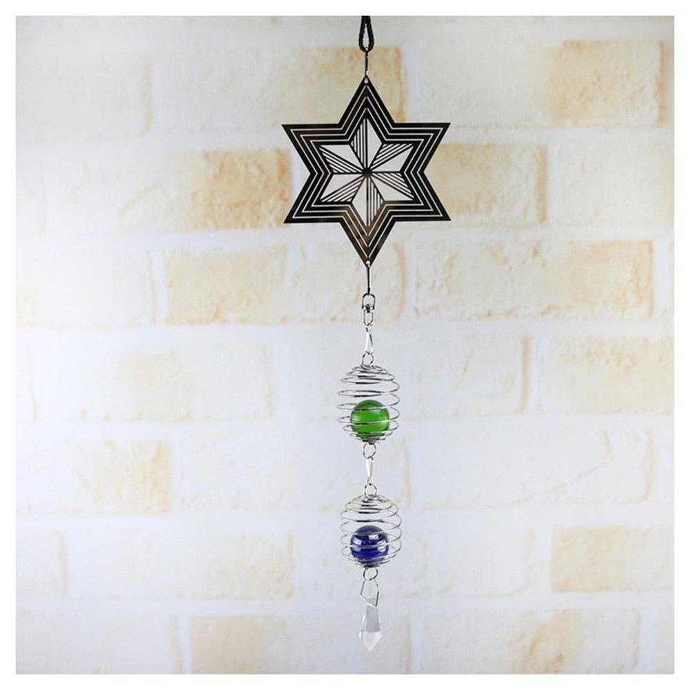 3D Metal Spiral Wind Spinner with Gazing Ball