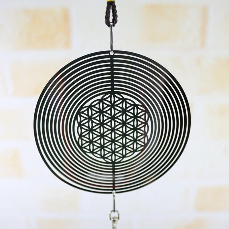 3D Metal Spiral Wind Spinner with Gazing Ball