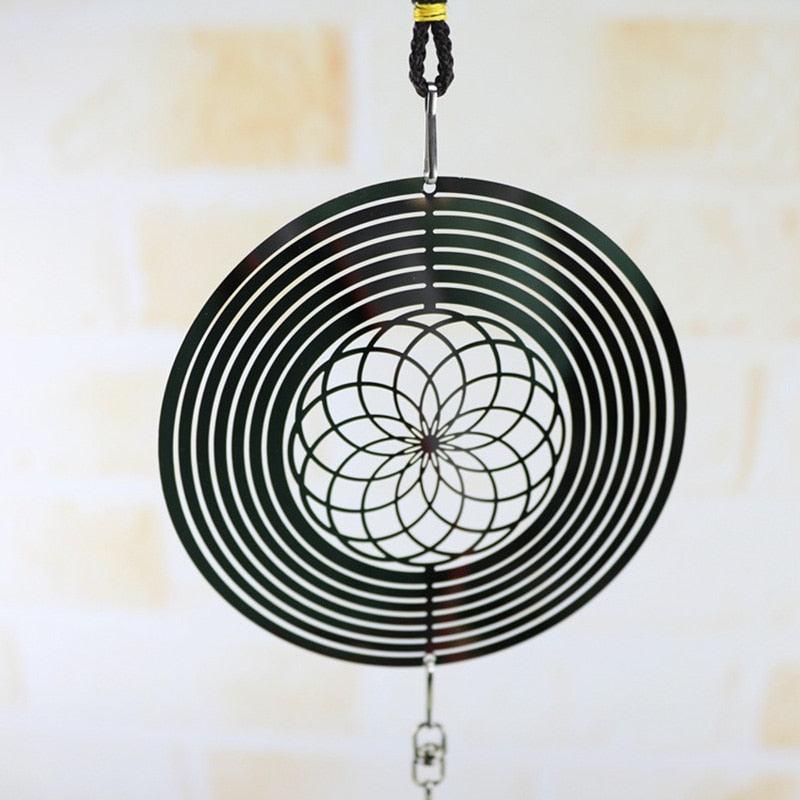 3D Metal Spiral Wind Spinner with Gazing Ball