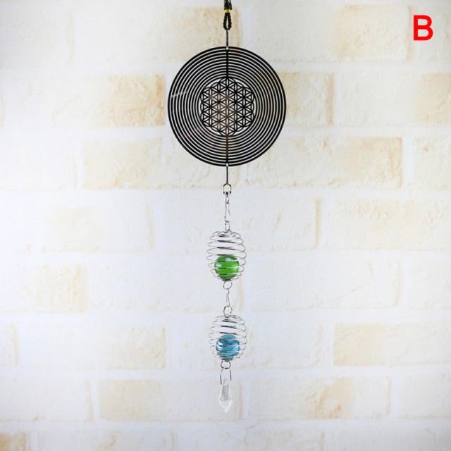 3D Metal Spiral Wind Spinner with Gazing Ball