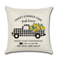 Black & White Plaid Floral Linen Throw Pillow Cover 18x18"
