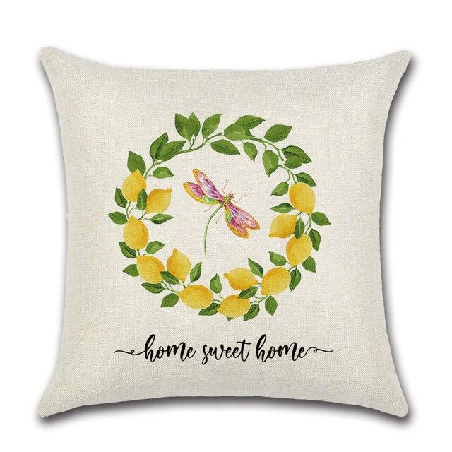 Black & White Plaid Floral Linen Throw Pillow Cover 18x18"