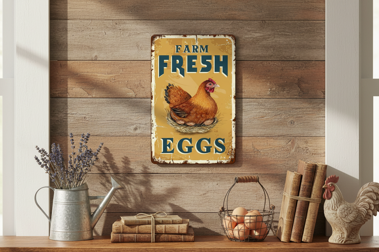 Farm Fresh Eggs Tin Sign Lifestyle