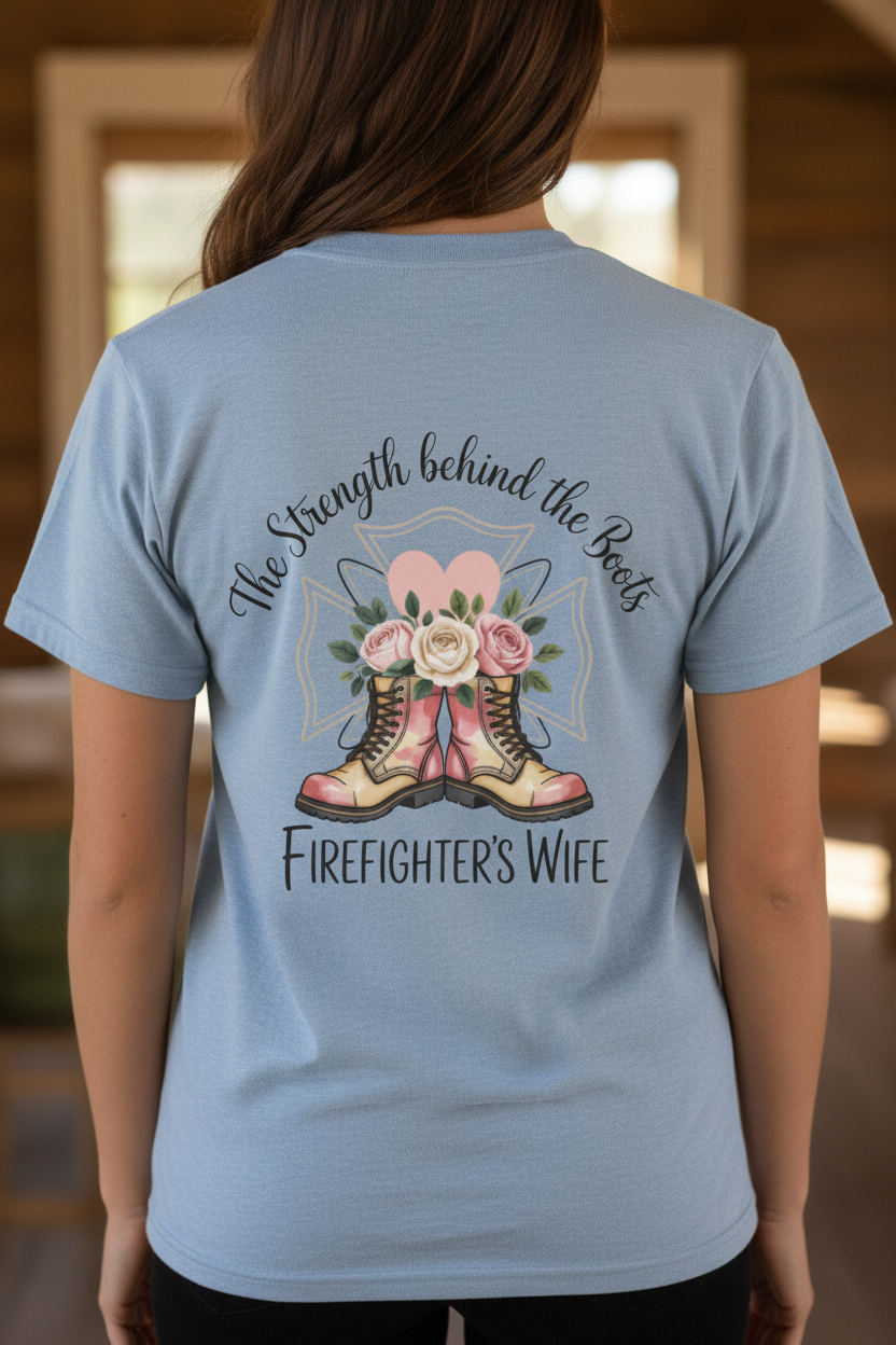 Firefighters Wife Tee – Light Blue Back Crop